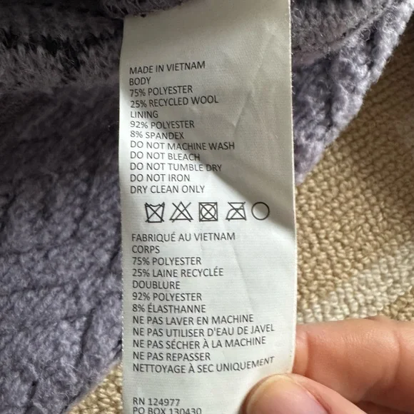 prAna Crestland Sweater Wool Cowl Neck Pullover Cozy Sweatshirt Winter Purple M - Picture 5 of 5